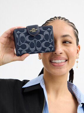 Medium Corner Zip Wallet In Signature Denim - Style No. CZ344